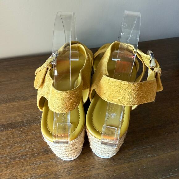 Marc Fisher Woman’s Zain Espadrille Mustard Wedge Suede Sandals-Size 8M - Picture 4 of 11